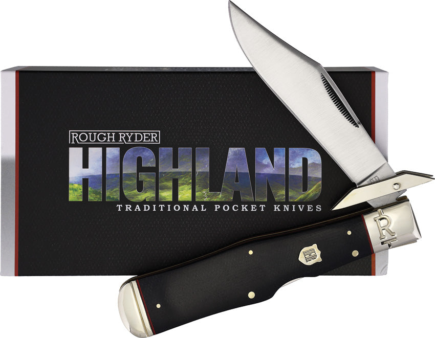 Rough Ryder Highland Large Swing Guard Black Micarta Folding