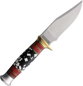 Rough Ryder Small Hunter Black & White Stone + Red Pakkawood spacers 2388