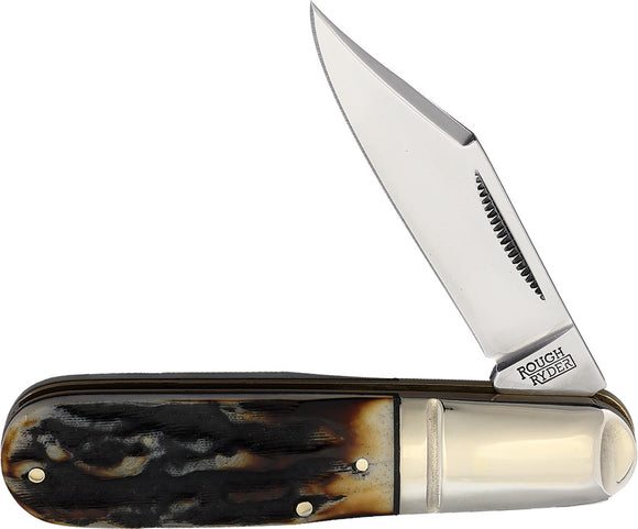 Rough Ryder Barlow Cinnamon Pocket Knife Stag Folding Stainless Clip Pt 2429