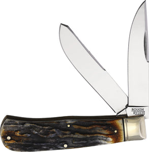 Rough Ryder Jumbo Trapper Cinnamon Stag Folding Carbon Steel Knife 2431