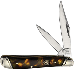 Rough Ryder Peanut Faux Tortoise Shell Folding Stainless Pocket Knife 2448