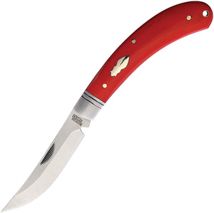 Rough Ryder Large Bow Pocket Knife Red Synthetic Folding Stainless Clip Pt 2455