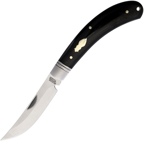 Rough Ryder Large Bow Pocket Knife Blk Synthetic Folding Stainless Clip Pt 2456