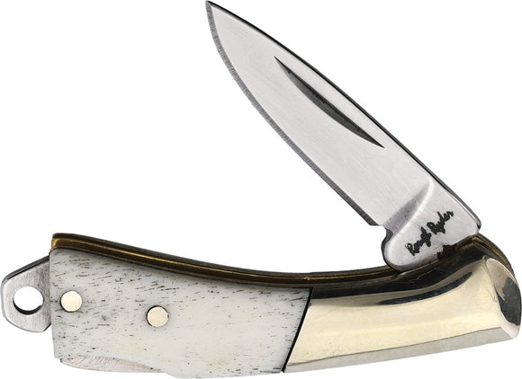 Rough Ryder Mini Lockback White Bone Folding Stainless Pocket Knife 2458