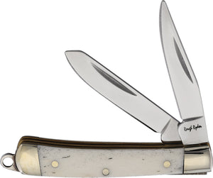 Rough Ryder Mini Trapper White Smooth Bone Folding Stainless Pocket Knife 2459