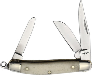 Rough Ryder Stockman White Smooth Bone Folding Stainless Pocket Knife 2460