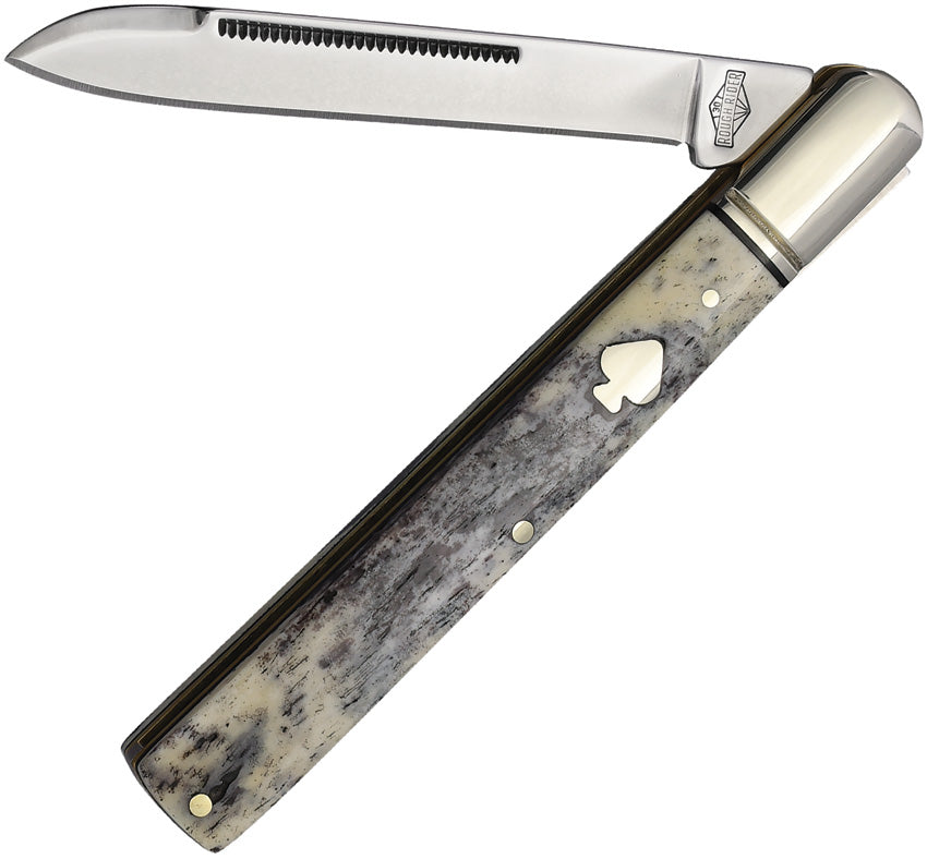 Rough Ryder Black Appaloosa Barehead Doctor Bone Folding Stainless Kni ...