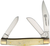 Rough Rider Stockman White Smooth Bone Handle Stainless Folding Blade Knife 248