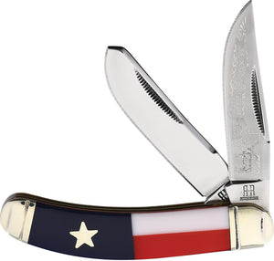 Rough Ryder Texas Star Sowbelly Trapper Smooth Bone Folding Stainless Knife 2501