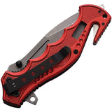 Rough Ryder Fire Fighter Rescue Linerlock Red Aluminum Folding Pocket Knife 2514