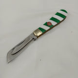Rough Ryder Merry Christmas Half Hawk Green & White Folding Stainless Knife 2520