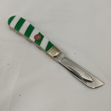 Rough Ryder Merry Christmas Half Hawk Green & White Folding Stainless Knife 2520