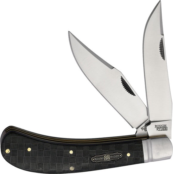 Rough Ryder Bearhead Saddle Horn Black Pakkawood Folding Stainless Knife 2572
