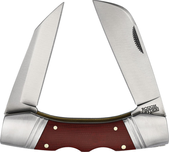 Rough Ryder Double Lockhorn Lockback Red Micarta Folding Stainless Knife 2583