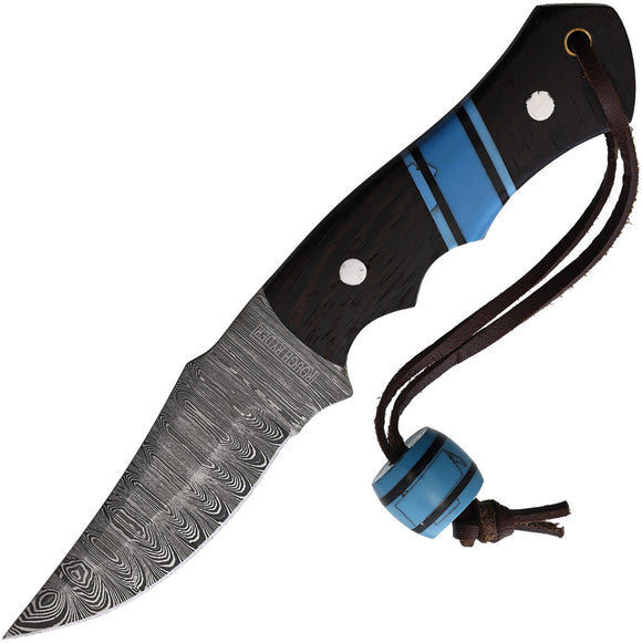 Rough Ryder Turquoise & Wenge Wood Damascus Fixed Blade Knife 2592