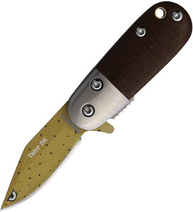 Rough Ryder Tater Tot Linerlock A/O Brown Micarta Folding Stainless Knife 2602