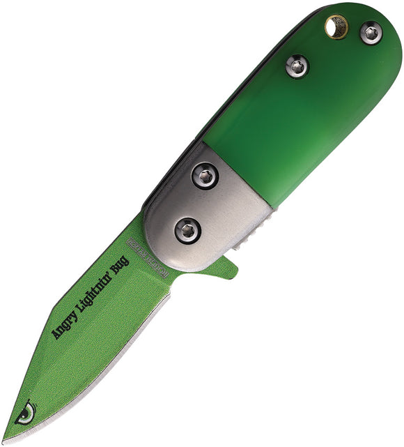 Rough Ryder Angry Lightning Bug Linerlock A/O Green Folding Stainless Knife 2603