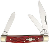 Rough Rider Stockman Red Jigged Bone Handle Stainless Folding Blade Knife 291