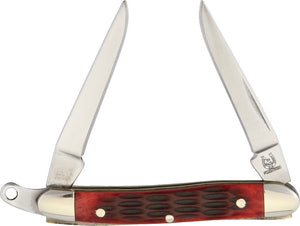 Rough Rider Mini Muskrat Red Jigged Bone Handle Folding Clip Blades Knife 292