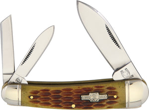 Rough Rider Whittler Amber Jigged Bone Handle Stainless Folding Blades Knife 375