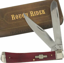 Rough Rider Red Smooth Bone Handle Trapper Stainless Folding Blades Knife 431