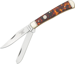 Rough Rider Tortoise Shell Handles Trapper Stainless Folding Blades Knife 512