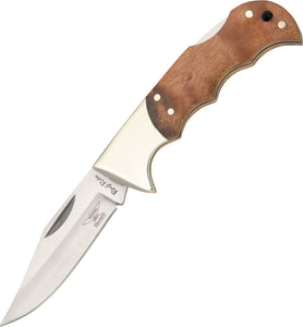 Rough Rider Finger Grooved Lockback Folding Blade Brown Wood Handle Knife 518