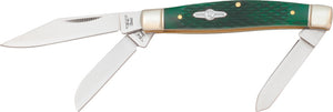 Rough Rider Gunstock Stockman Green Bone 440 Stainless Folding Pocket Knife 587