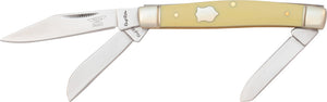 Rough Rider Stockman Yellow Synthetic Handles Stainless Folding Blades Knife 602