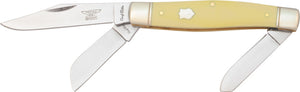 Rough Rider Large Stockman Yellow Synthetic Handles Folding Blades Knife 603