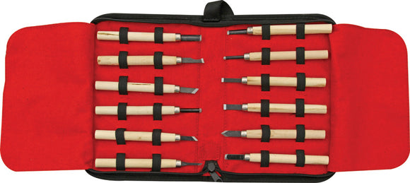 Rough Rider Set of 12 Wood Carving Assorted Tips Knives w/ Storage Case 641