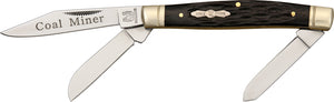 Rough Rider Coal Miner Stockman Black Jigged Bone Folding Knife 759