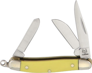 Rough Rider Tiny Stockman Yellow Bone Handle Stainless Folding Blades Knife 811