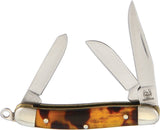 Rough Rider Tiny Stockman Tortoise Shell Stainless Folding Blades Knife 812