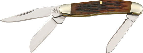 Rough Rider Tiny Stockman Amber Bone Handle Stainless Folding Blades Knife 814