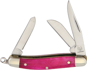 Rough Rider Tiny Stockman Pink Bone Handle Stainless Folding Blades Knife 840