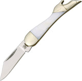 Rough Rider Mini Leg White Pearl Handles Stainless Folding Clip Blade Knife 937