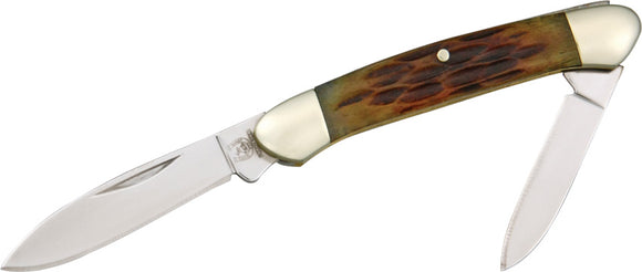 Rough Rider Miniature Canoe Amber Bone Handles Stainless Folding Blade Knife 942