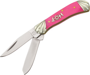 Rough Rider Copperhead Hot Pink Bone Handle Stainless Folding Blades Knife 969