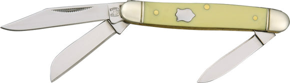 Rough Rider Small Stockman Yellow Handles Stainless Folding Blades Knife 976