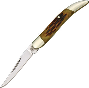 Rough Rider Mini Toothpick Amber Jigged Bone Handle Folding Clip Blade Knife 981