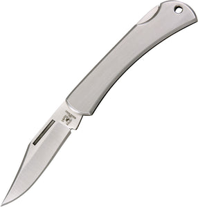 Rough Rider Brushed Stainless Handles Lockback Folding Clip Blade Knife 998