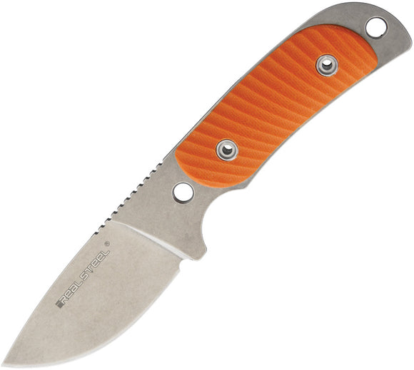 Real Steel Hunter 165 Orange G10 12C27 Stainless Fixed Blade Neck Knife  3532