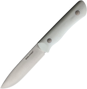 Real Steel Bushcraft III White D2 Steel Fixed Blade Knife w/ Belt Sheath 3728C