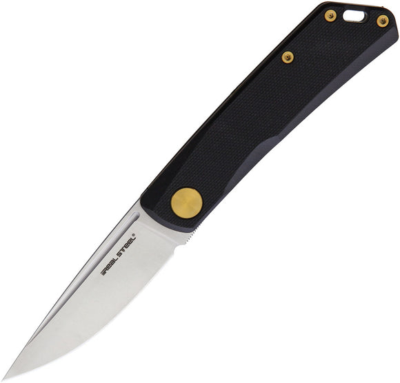 Real Steel Luna Pocket Knife Slip Joint Black G10 Folding D2 Steel Blade 7012