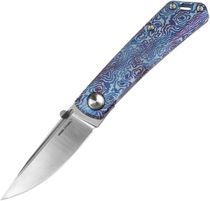 Real Steel Luna Boost Knife Framelock Blue Swirl Titanium Folding N690 7071TC06