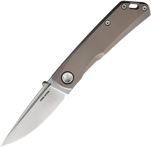 Real Steel Luna Boost Framelock Gray Titanium Folding N690 Pocket Knife 7071