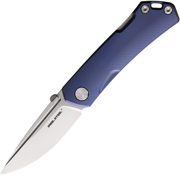Real Steel Luna Maius Backlock Blue Titanium Folding N690 Pocket Knife 7093