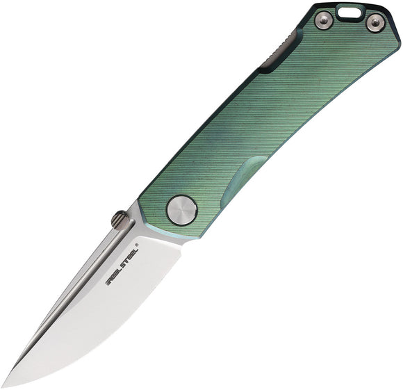 Real Steel Luna Maius Backlock Green Titanium Folding N690 Pocket Knife 7094