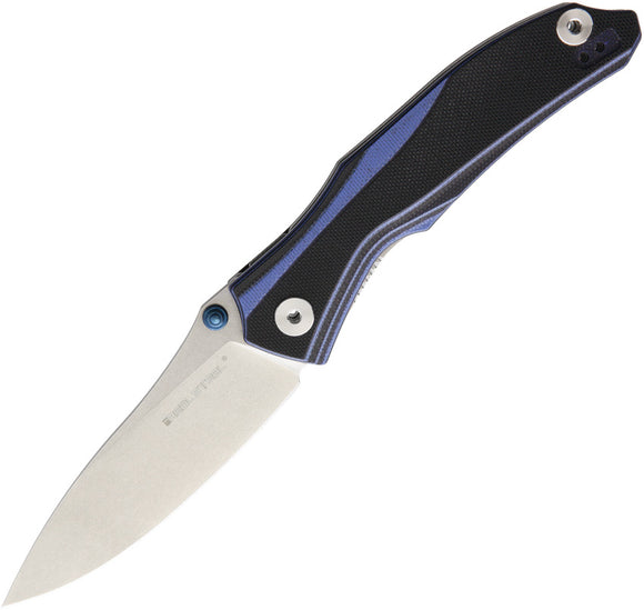 Real Steel E802 Horus Linerlock Black & Blue Folding Knife 7432